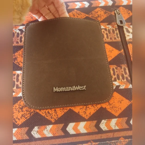 Montana West Vibrant Orange and Brown Tote - Picture 8 of 11